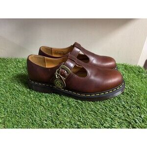 Dr. Martens T-Bar Mary Jane Shoes Regency Whiskey Brown Leather Mens 10 US $170
